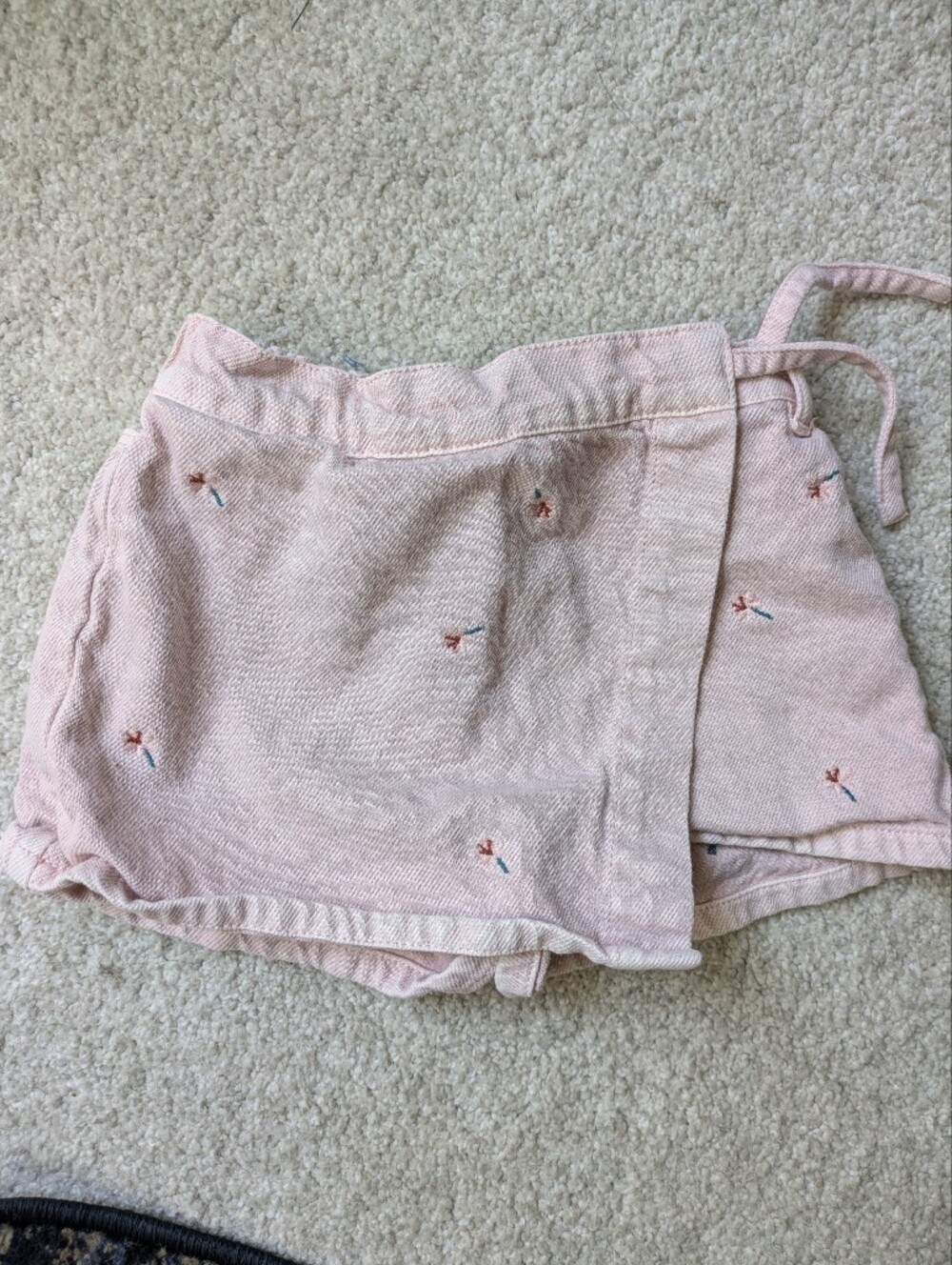 Zara Pink Embroidered Wrap Skort